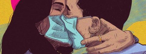 Sur Instagram, la pop culture s’empare du coronavirus deux personnes s'embrassent avec des masques