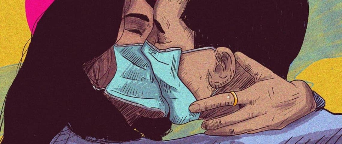 Sur Instagram, la pop culture s’empare du coronavirus deux personnes s'embrassent avec des masques