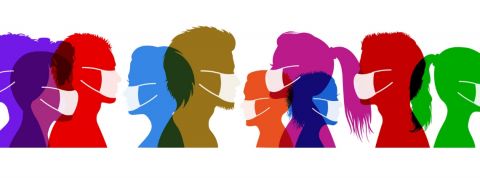 Pourquoi personne n'écrit correctement le mot coronavirus Des silhouettes de gens qui portent des masques