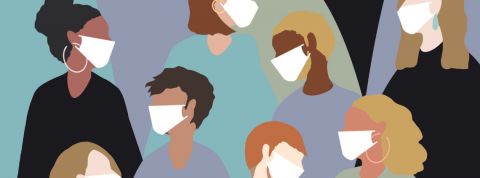 Tout savoir sur le coronavirus Une illustration avec plusieurs personnes portant un masque médical