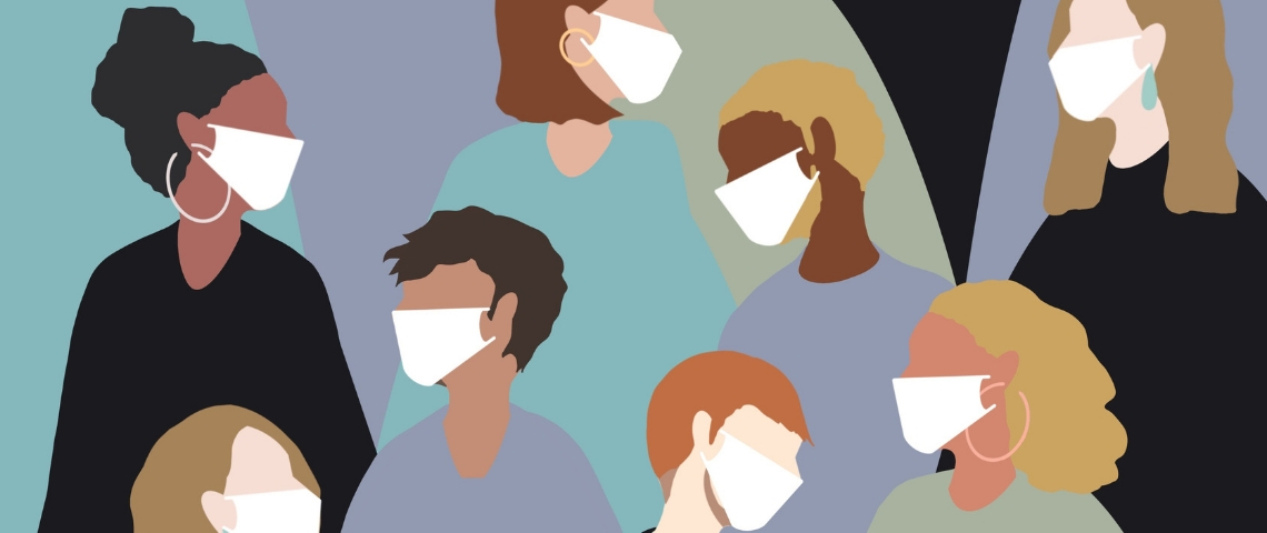 Tout savoir sur le coronavirus Une illustration avec plusieurs personnes portant un masque médical