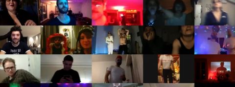 Concerts, festivals, carnavals, clubbing, manifs... nos rassemblements se réinventent sur les réseaux Une page Zoom avec des gens qui font la fête ensemble