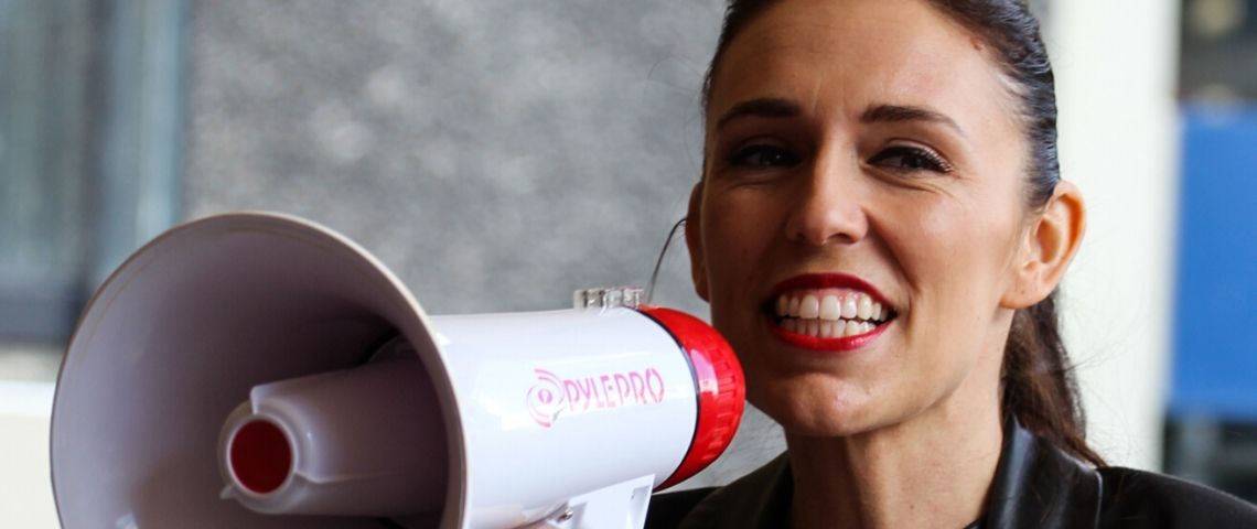 Jacinda Ardern modèle dans la gestion des crises Jacinda Ardern, parti travailliste néo-zélandais à l'Université d'Auckland Quad le 1er septembre 2017.