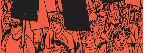 business as unusual art entreprise et engagement manifestation groupe de jeunes qui tiennent des pancartes