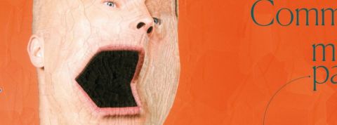 la crise du covid 19 change nos manières d'échanger un montage photo avec un homme avec une bouche en forme d'ordinateur