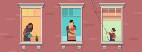 Les chiffres marquants de la troisième semaine de confinement Illustration de fenêtres de personnes confinées