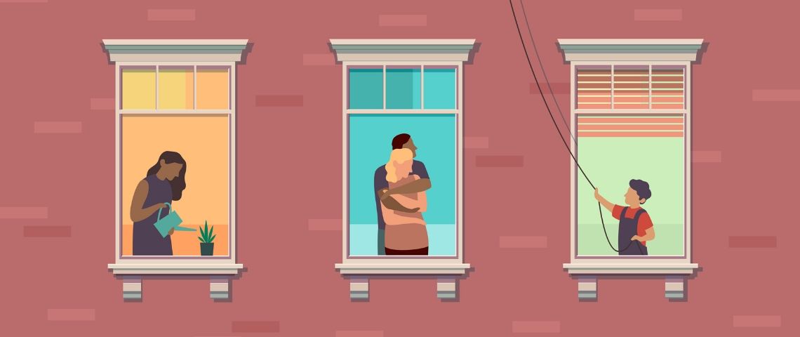 Les chiffres marquants de la troisième semaine de confinement Illustration de fenêtres de personnes confinées