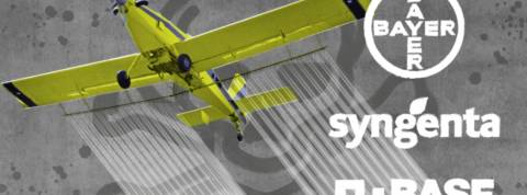 Foodwatch dénonce le lobby des pesticides pendant la crise Un avion vert sur fond gris avec une tête de mort