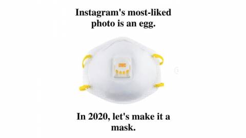 Un masque chirurgical veut devenir la photo la plus likée sur Instagram en 2020