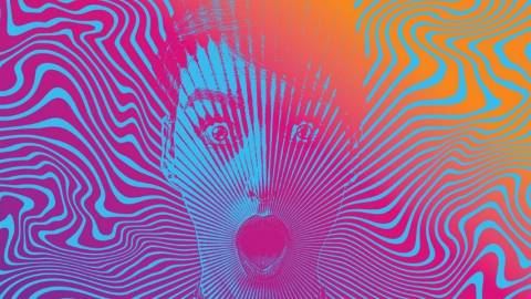 Dessin psychédélique d'une femme surprise