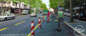 L'avenue du général Leclerc dans le 14ème arrondissement, transformé en piste cyclable