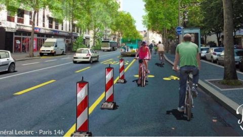 L'avenue du général Leclerc dans le 14ème arrondissement, transformé en piste cyclable