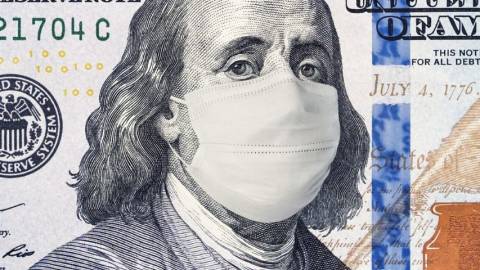 billet dollar américain avec un masque