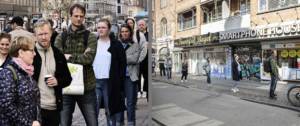 Deux photographies de Danois qui font la queue avec un angle différent