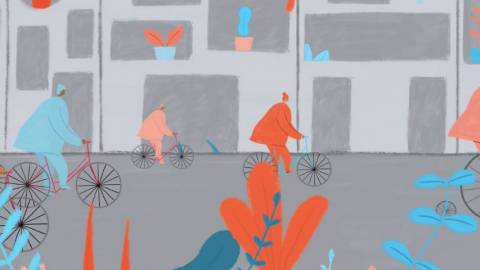 personnes à vélo en ville