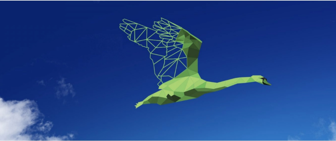 Comment entrer dans l'ère du capitalisme régénératif ? Un cygne vert volant dans le ciel