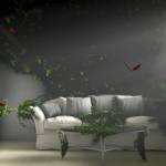 Un canapé rempli de verdure