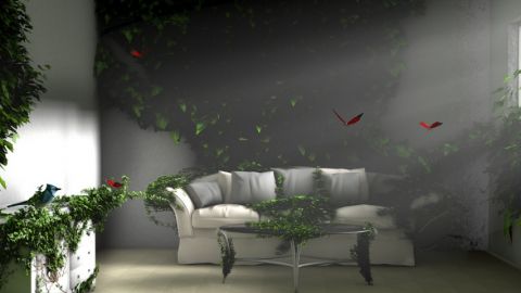 Un canapé rempli de verdure