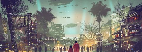 Lire de la science-fiction nous aiderait à surmonter notre anxiété face à l’actualité une ville futuriste avec des lumières