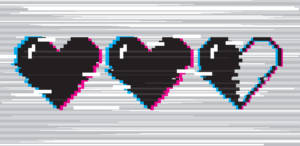 Coeurs pixelisés brouillés