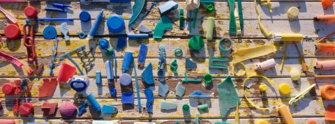 Les entreprises ont-elles conscience de leur impact sur l'environnement ? Une quantité de déchets plastique sur une table, triés par couleur