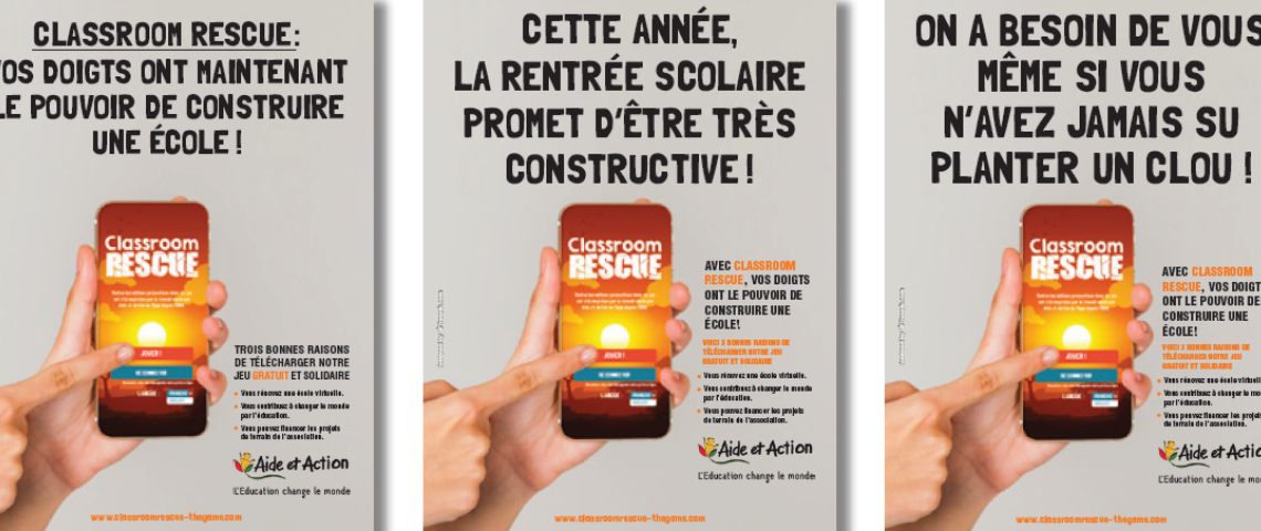 Aide et Action, association de développement par l’éducation, lance « Classroom Rescue », un jeu en ligne, gratuit et solidaire Capture d'écan du jeu Classroom Rescue