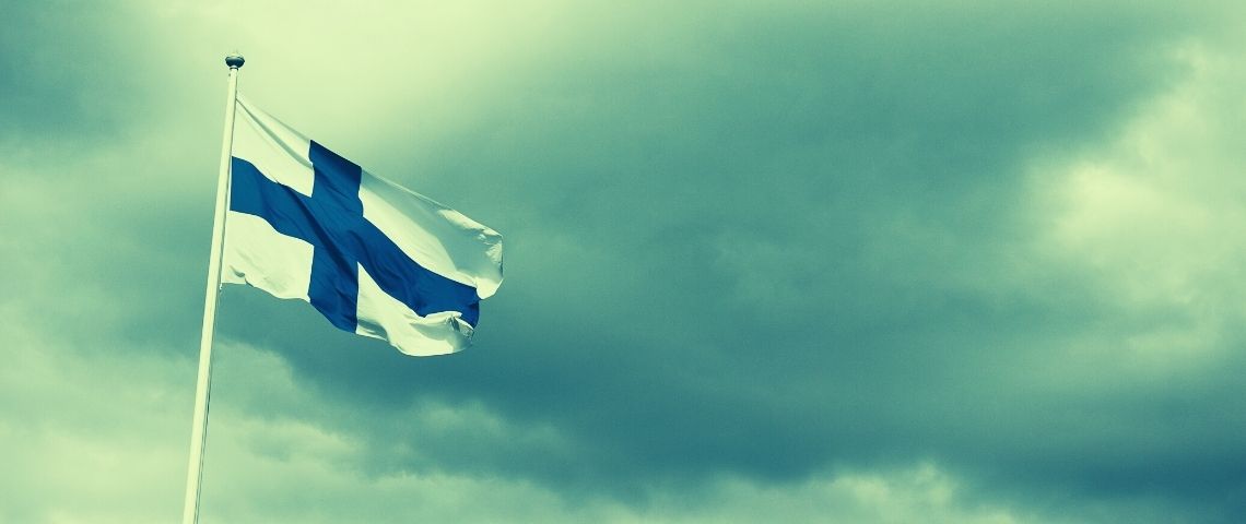 Lahti, Capitale Verte Européenne 2021 Un drapeau finlandais sur un fond vert
