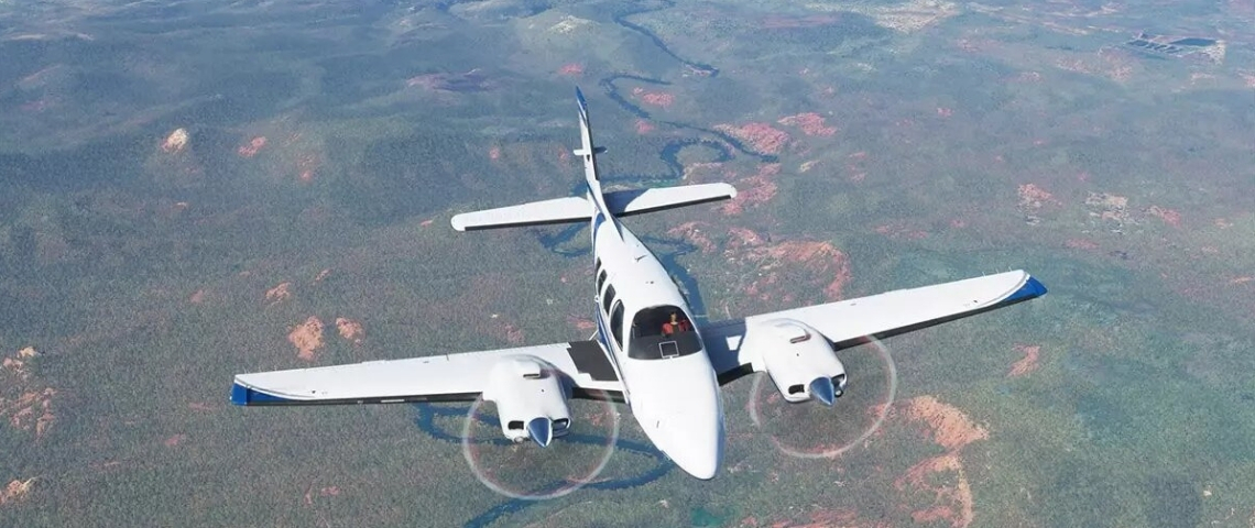 Le simulateur de vol de microsoft à la rescousse des journalistes un avio survolant une zone forestière
