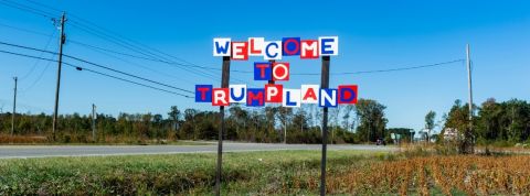 Trumpland un panneau - bienvenue à TrumpLand -