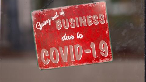 Comment soutenir les commerces indépendants pendant le reconfinement ? Une pancarte indiquant qu'un commerce a fait faillite à cause du Covid-19
