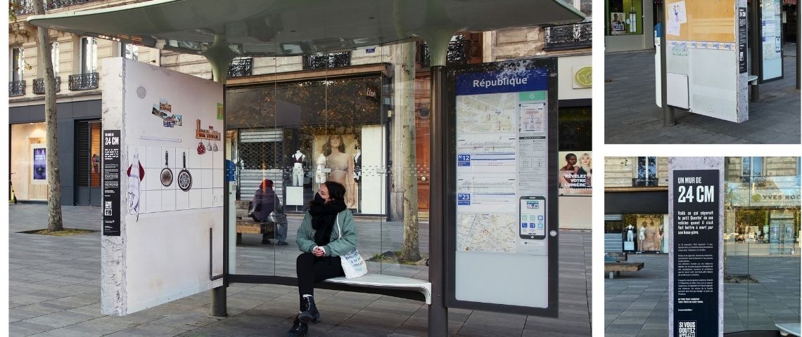 Innocence en Danger (IED) a fait appel à l’agence Rosapark pour briser le mur du silence sur les violences faites aux enfants Affichage de la campagne #justeunmur sur les abribus