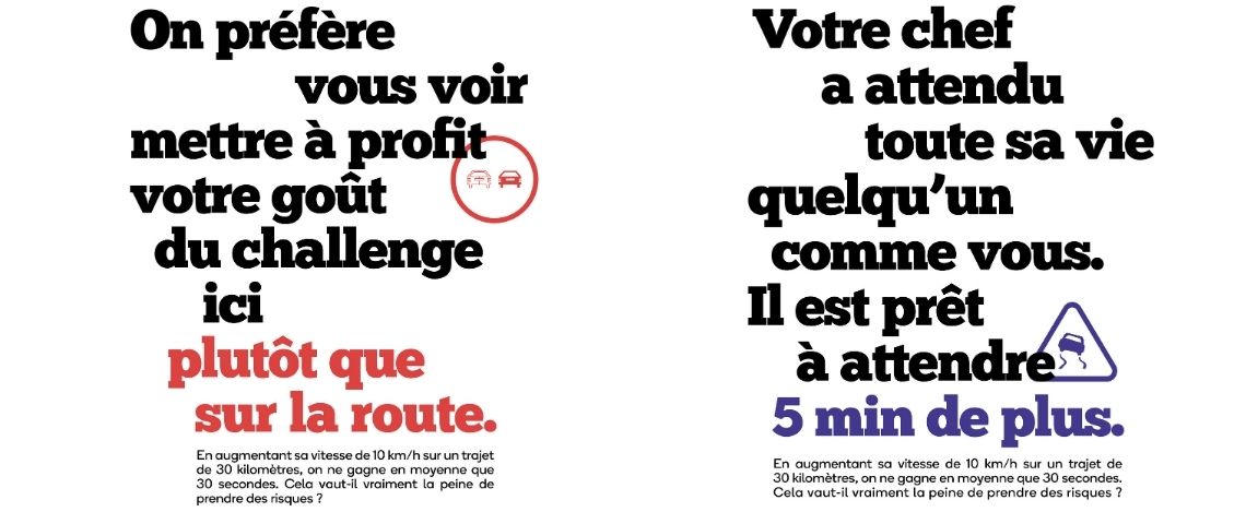 DDB Paris signe la campagne de la sécurité routière qui vise à sensibiliser sur les risques liés aux déplacements professionnels Affiche de la campagne de la sécurité routière
