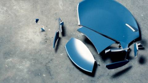 assiette bleue brisée