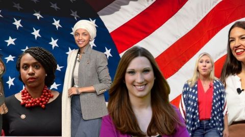Alexandria Ocasio Cortez, Lauren Boebert, Ilhan Omar, Marjorie Taylor Greene, Ayanna Pressley et Sarah McBride