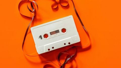 cassette audio, K7, mono couleur, orange, pop