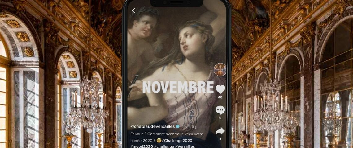 Le château de Versailles fait son entrée sur TikTok et publiera, chaque semaine, des contenus originaux adaptés aux codes de l'application autour de son histoire, de ses jardins, de ses personnages célèbres et de ses collections. Capture de l'application TikTok du Château de Versailles
