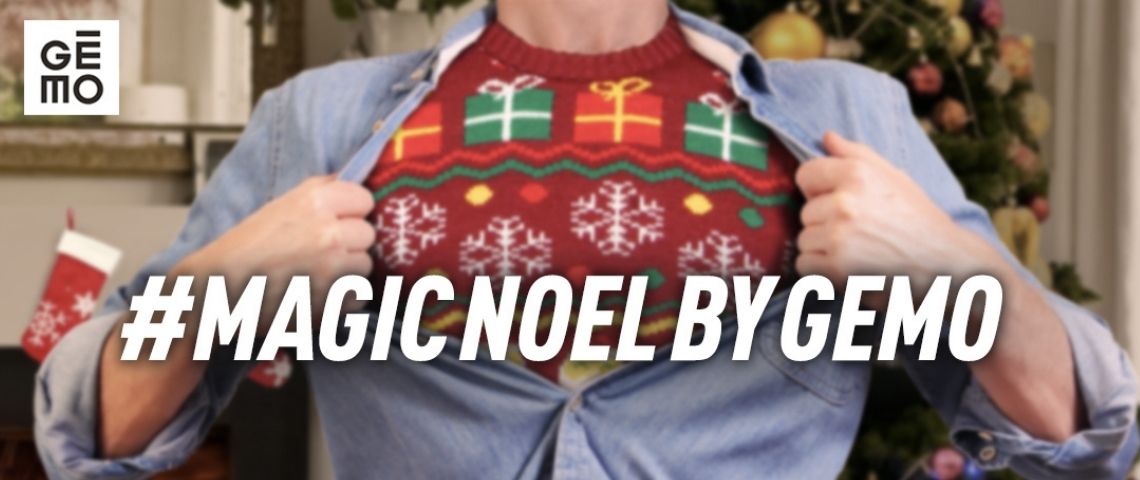 Gemo se lance sur TikTok pour toucher un public plus jeune personne avec un pull de Noel et le #MagicNoelbyGemo