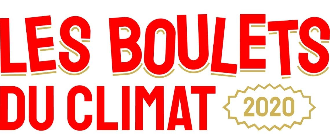Mardi 8 décembre 2020, Greenpeace France lance un nouveau prix politique et satirique, les Boulets du Climat , qui récompense le pire de l’inaction climatique. Logo les Boulets du Climat 2020
