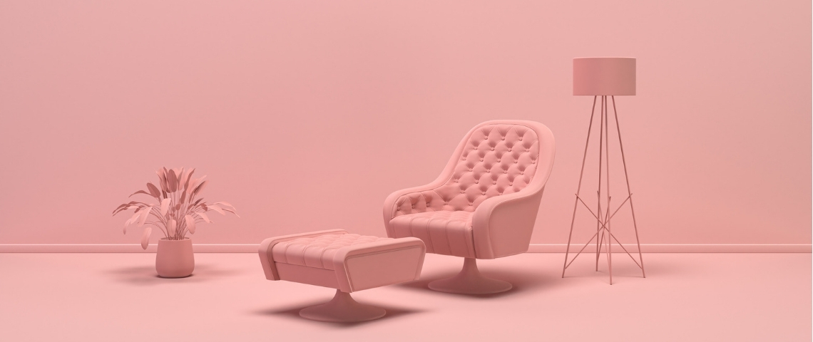 Quelles sont les tendances de la maison de demain ? Un salon tout rose avec tous les meubles roses