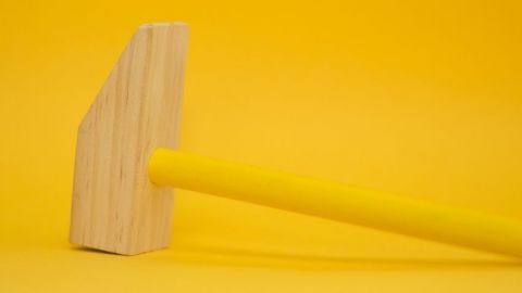 Marteau, outil, jaune, monochrome