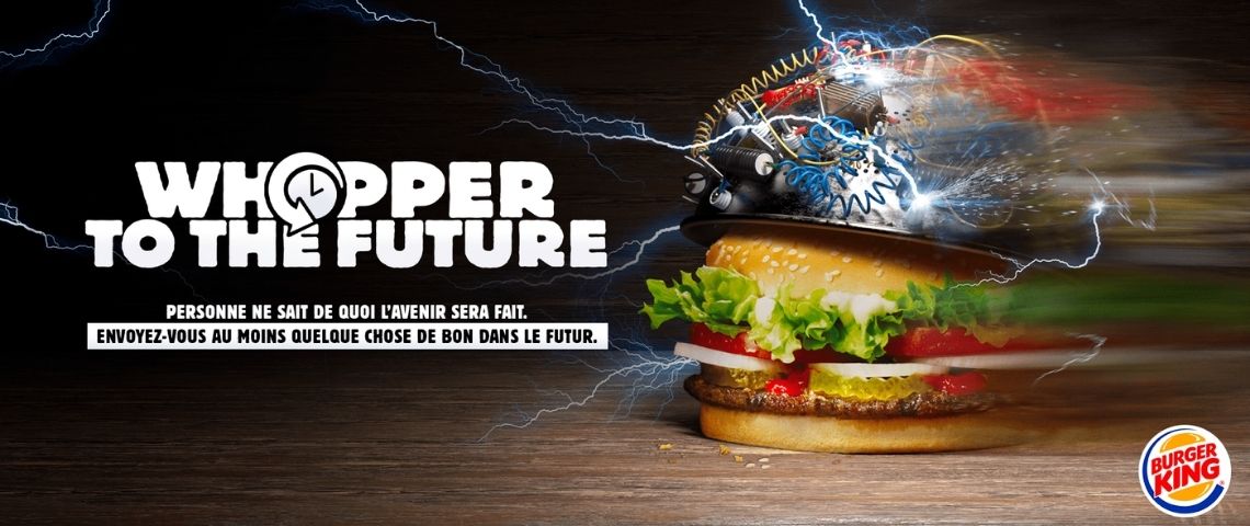 Burger King, lance Whopper to the Future, le premier Whopper que l'on peut s'envoyer à soi-même jusqu’en l’an 2030 Burger