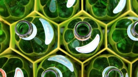 Bouteilles, vert, verre