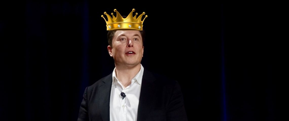 De Musk'rat à Technoking : la passion surnom d'Elon Musk Photomontage d'Elon Musk portant une couronne