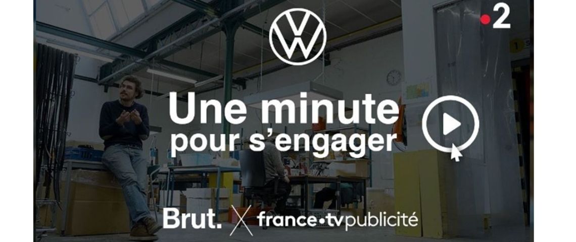 Volkswagen partenaire du nouveau programme court de France 2 produit par Brut. « Une minute pour s’engager » Logo du programme - Une minute pour s'engager -