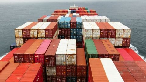 Des conteneurs sur un cargo