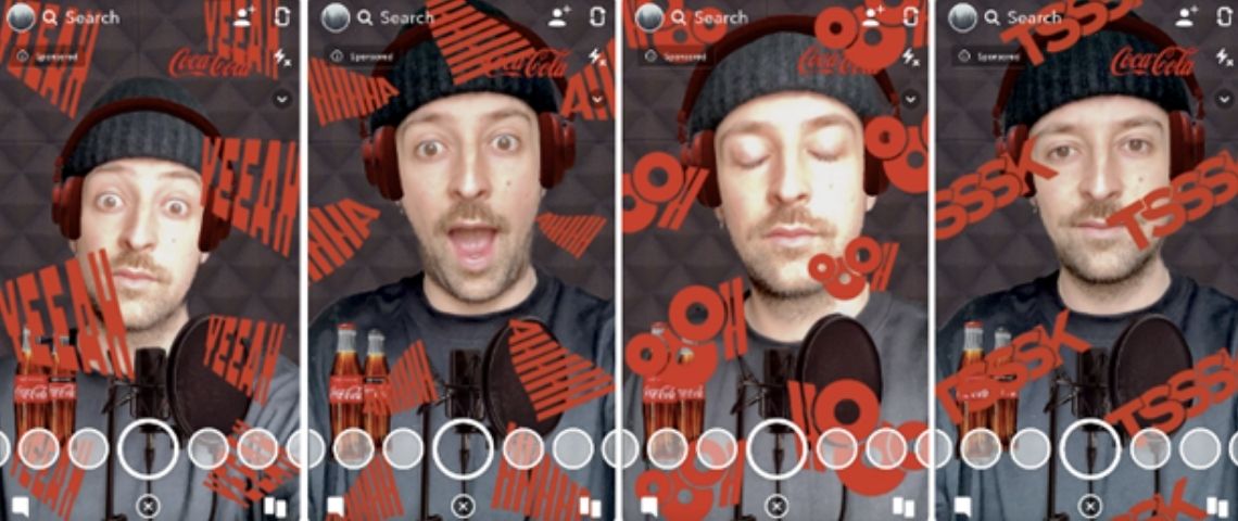 Coca-Cola et Snapchat créent une Beatbox en réalité augmentée à partager sur Spotlight Capture d'un homme testatnt la beatbox de coca cola sur spotlight