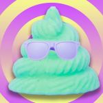 Un emoji caca vert porte des lunettes de soleille