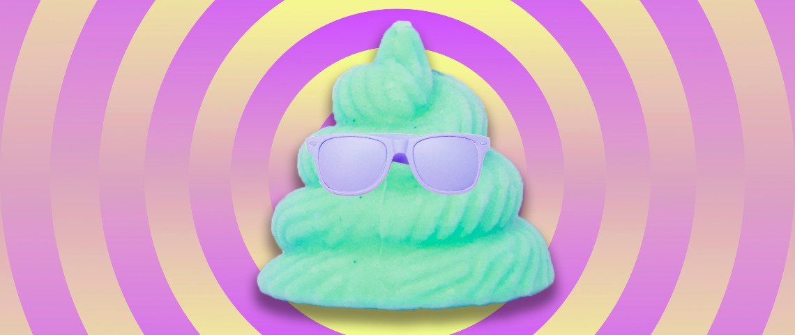 Ubiome, la start-up qui arnaqué tout le monde avec des tests d'excréments Un emoji caca vert porte des lunettes de soleille