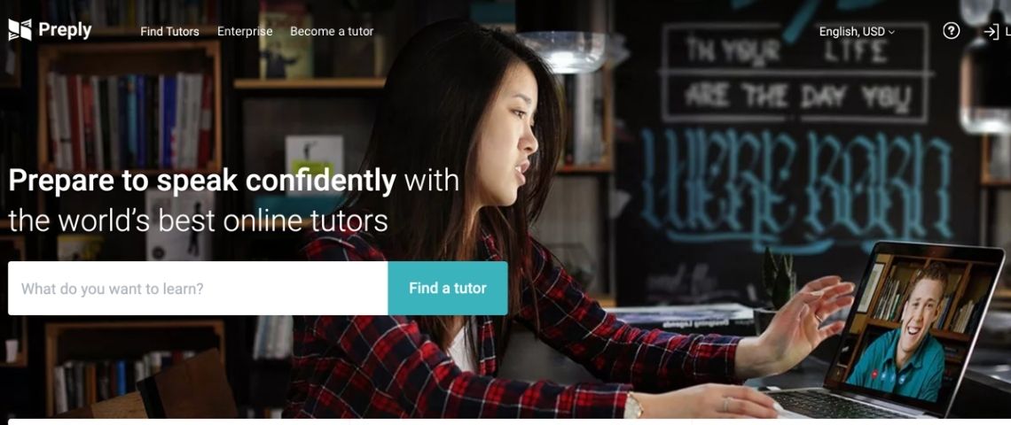 La plateforme d’apprentissage linguistique en ligne Preply lève 35 millions de dollars pour accroître son développement. Jeune femme donnant un cours à un jeun garçon en visio