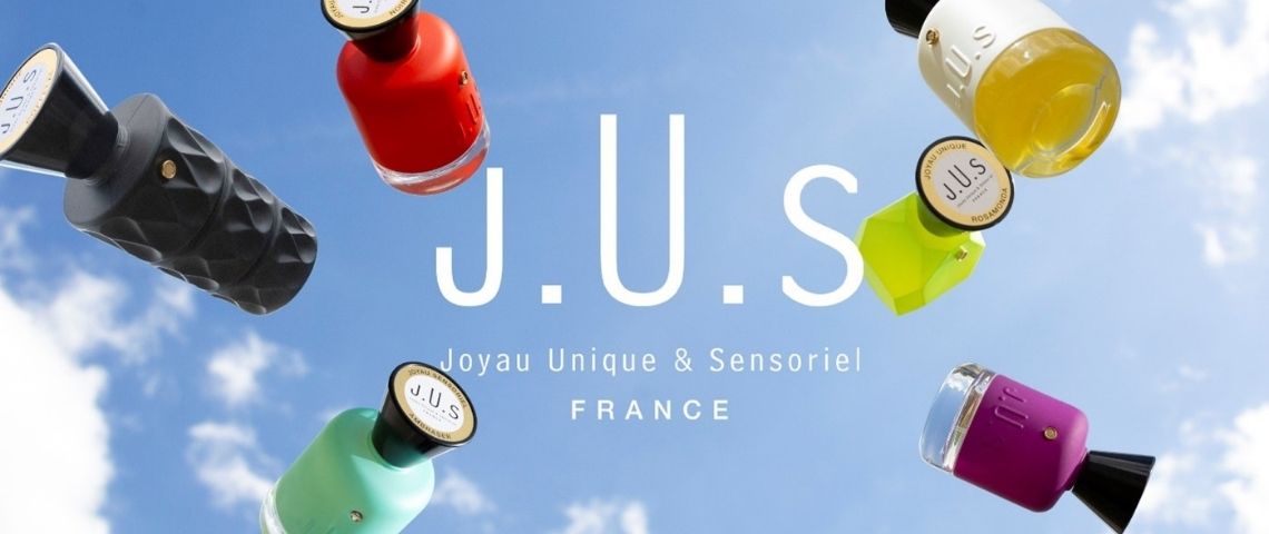 Lancée en 2019, la Maison J.U.S , lève plus de 600K€ auprès de Business Angels Français et d’investisseurs internationaux. Bouteille de parfums J.U.S